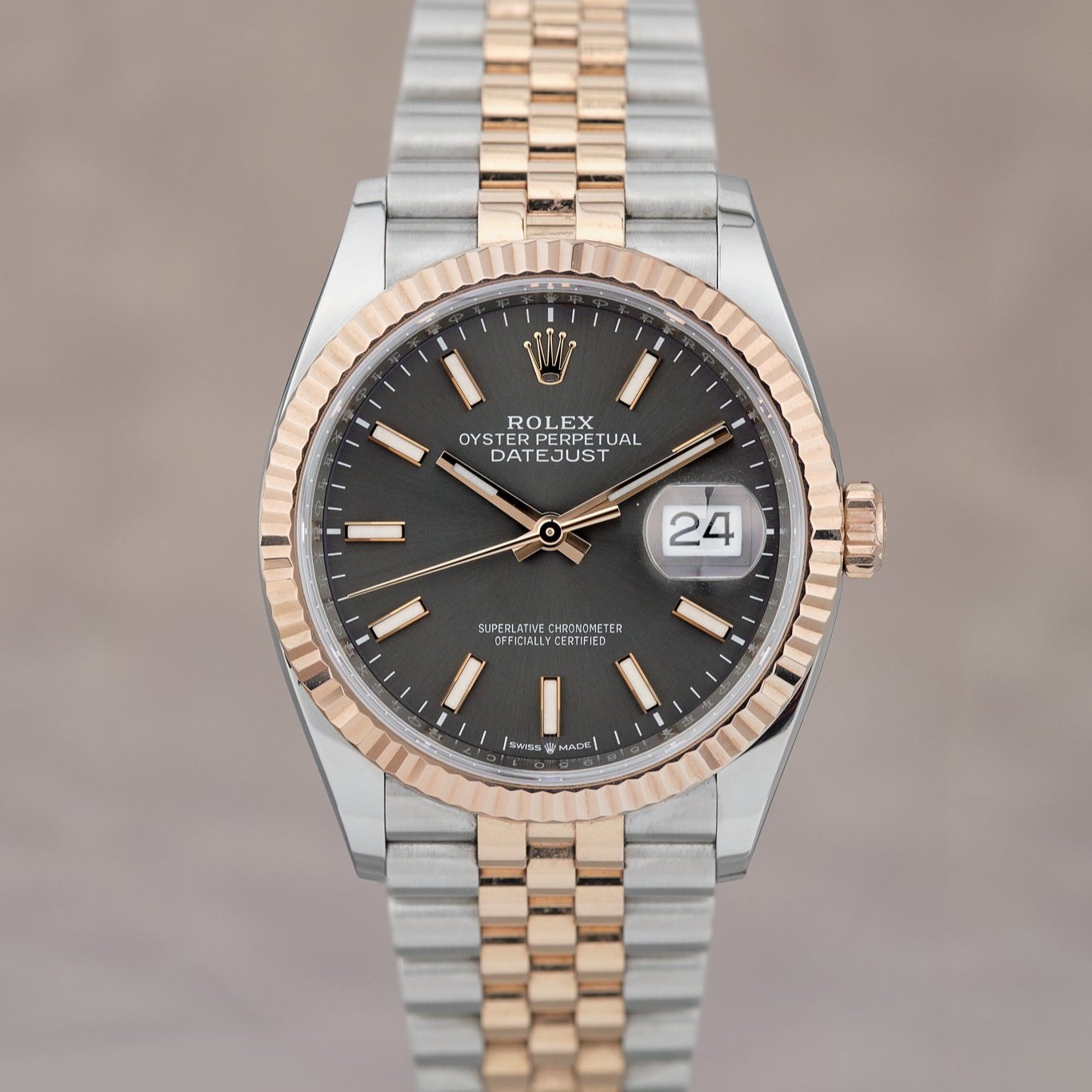 Rolex datejust 36 two tone rose gold deals