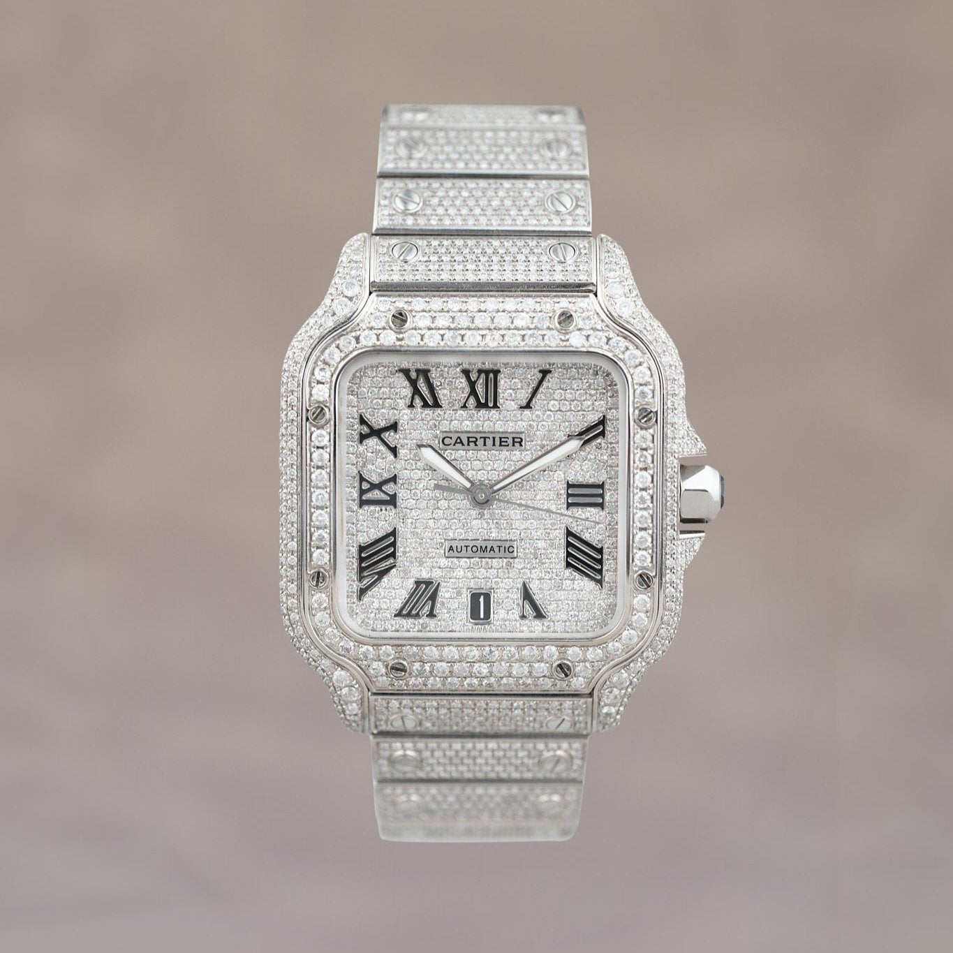 Iced Out Cartier Santos Prezzo Santos De Cartier Skeleton Diamond