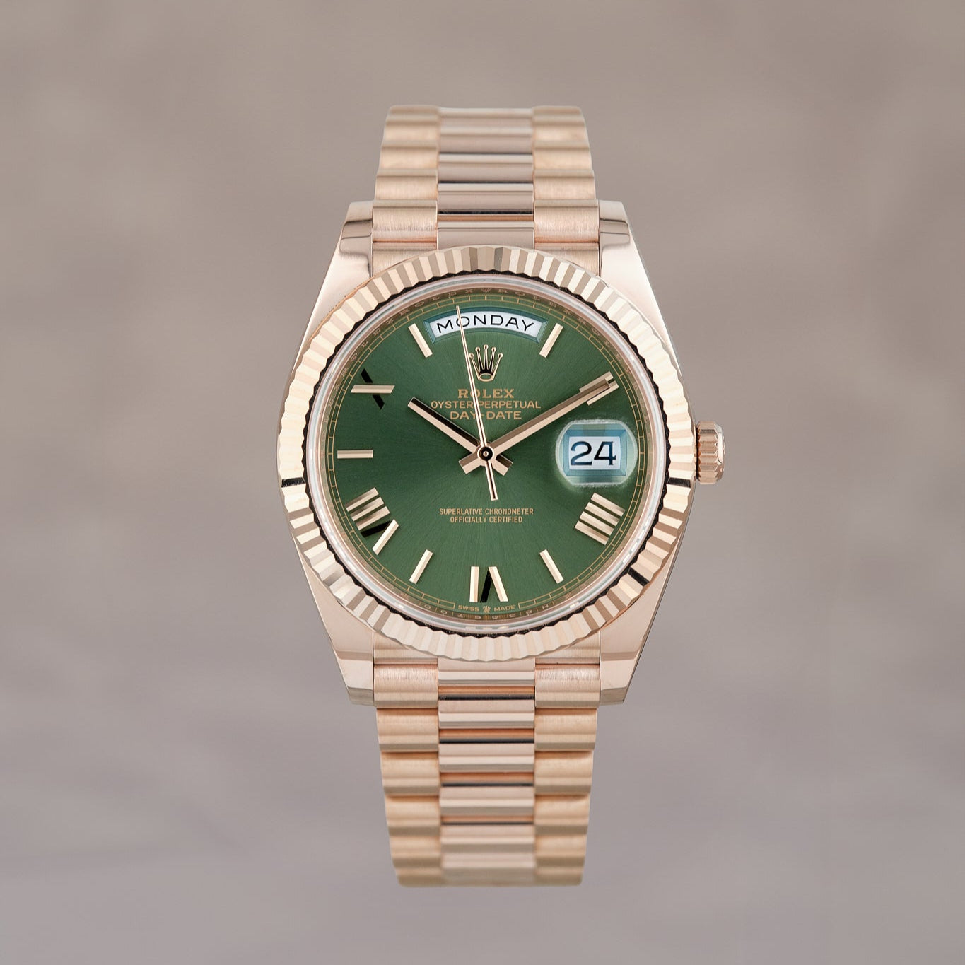 Rolex Day-Date 40 Everose Olive Green Dial – Gentry Timepieces