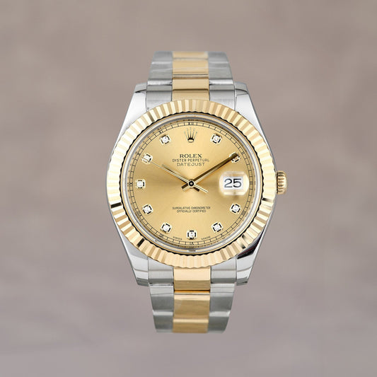 Rolex Datejust 41 Two Tone Yellow Gold Champagne w/ Diamond 41mm 116333