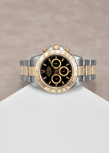 Rolex Cosmograph Daytona Two Tone Yellow Gold Black Zenith 16523 1996