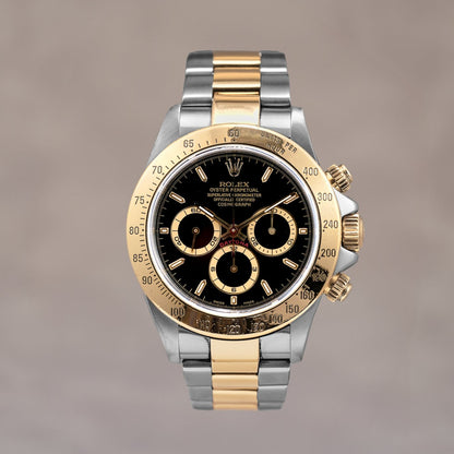 Rolex Cosmograph Daytona Two Tone Yellow Gold Black Zenith 16523 1996