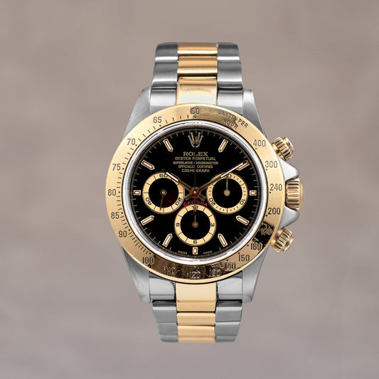Rolex Cosmograph Daytona Two Tone Yellow Gold Black Dial 16523 1994