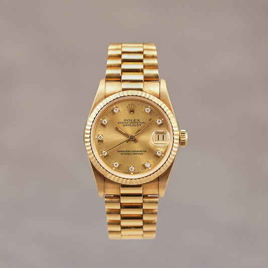 Rolex Datejust 31 Full Yellow Gold Champagne w/ Diamonds 31mm 68278 1995