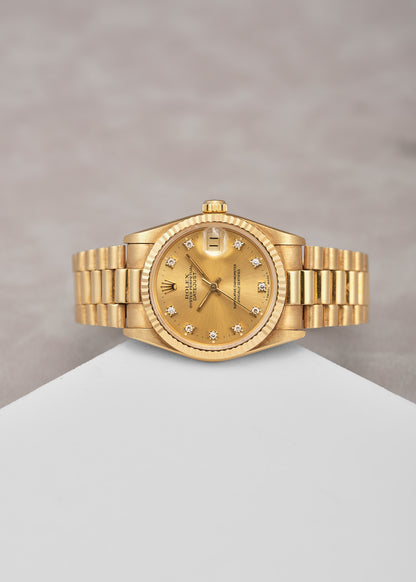 Rolex Datejust 31 Full Yellow Gold Champagne w/ Diamonds 31mm 68278 1995