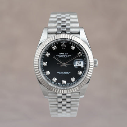Rolex Datejust 41 Black Dial w/ Diamond 41mm 126334 2017