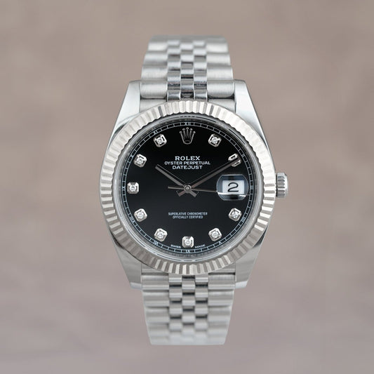 Rolex Datejust 41 Black Dial w/ Diamond 41mm 126334 2017