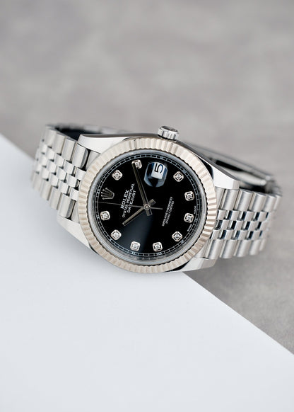 Rolex Datejust 41 Black Dial w/ Diamond 41mm 126334 2017