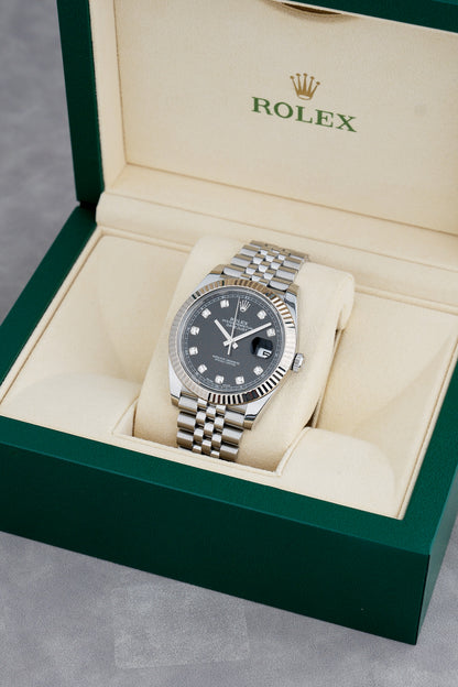 Rolex Datejust 41 Black Dial With Diamonds 126334 2017