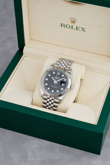 Rolex Datejust 41 Black Dial w/ Diamond 41mm 126334 2017