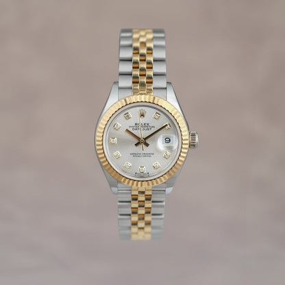 Rolex Lady Datejust 28 Two Tone Yellow Gold Silver Dial With Diamonds 279173 2021