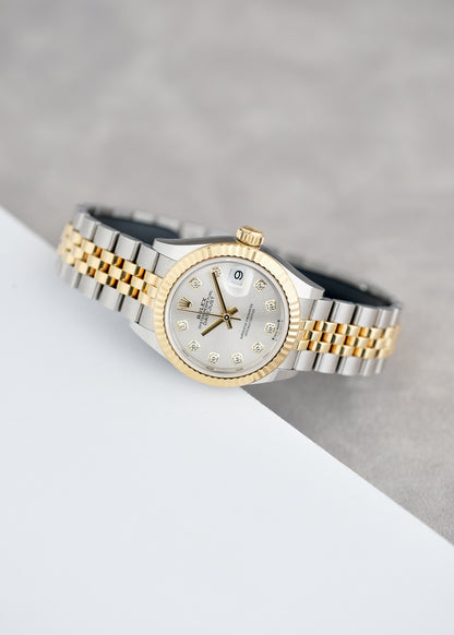 Rolex Lady Datejust 28 Two Tone Yellow Gold Silver Dial With Diamonds 279173 2021
