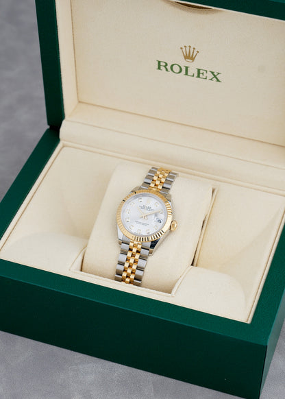 Rolex Lady Datejust 28 Two Tone Yellow Gold Silver Dial With Diamonds 279173 2021