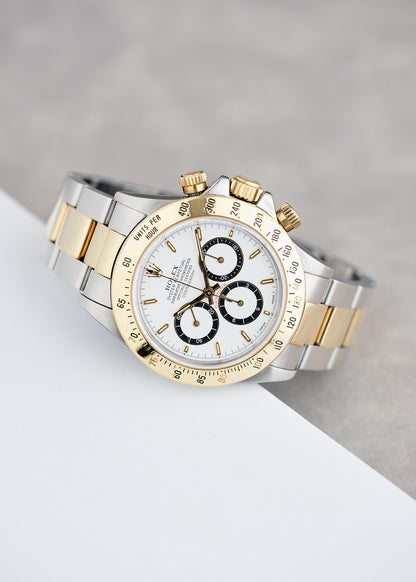 Rolex Cosmograph Daytona Zenith Two Tone Yellow Gold White Dial 16523 1998