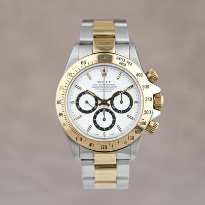 Rolex Cosmograph Daytona Zenith Two Tone Yellow Gold White Dial 16523 1998