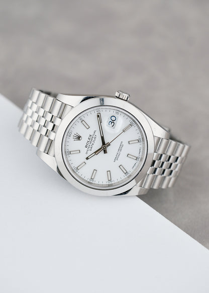 Rolex Datejust 41 White Stick Smooth 41mm 126300 2020