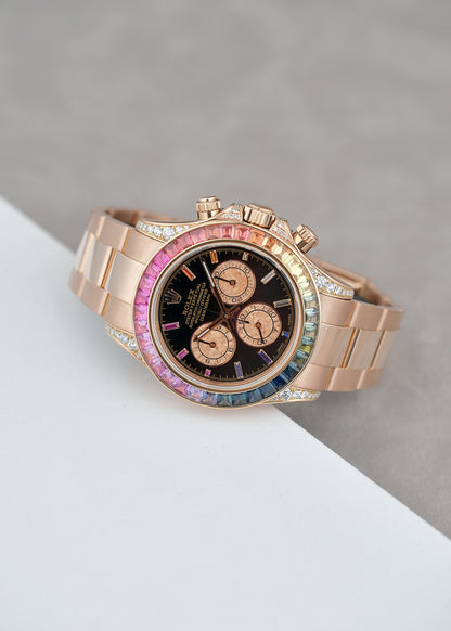 Rolex Cosmograph Daytona Full Rose Gold Rainbow Black 116505 2018