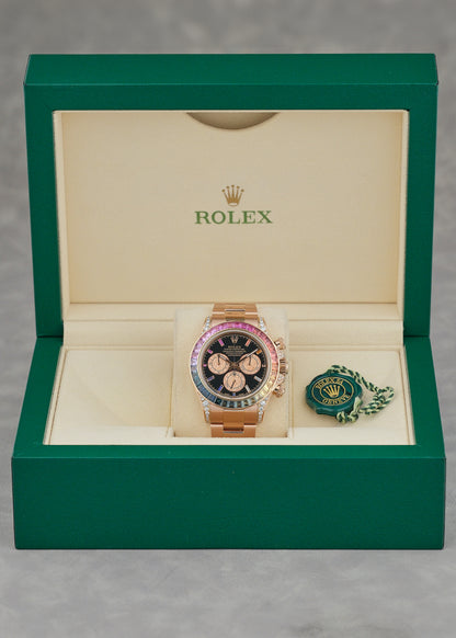 Rolex Cosmograph Daytona Full Rose Gold Rainbow Black 116505 2018