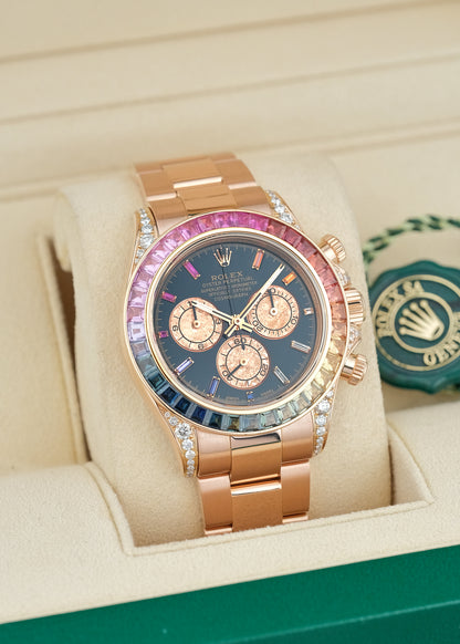 Rolex Cosmograph Daytona Full Rose Gold Rainbow Black 116505 2018