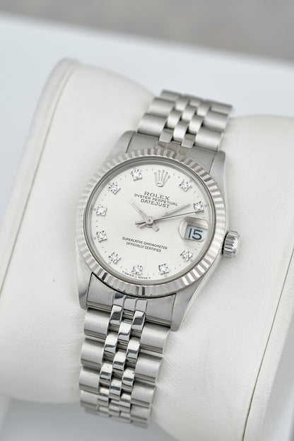 Rolex Datejust 31 Silver with Diamonds 31mm 68274 1994