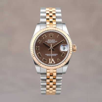 Rolex Datejust 31 Two Tone Rose Gold Choco Roman Dial Diamond VI 278271 2025 (Brand New)