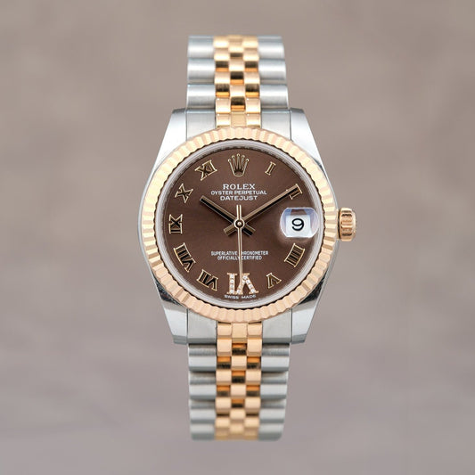 Rolex Datejust 31 Two Tone Rose Gold Choco Roman Dial Diamond VI 278271 2025 (Brand New)