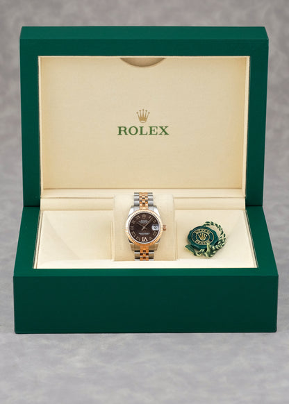 Rolex Datejust 31 Two Tone Rose Gold Choco Roman Dial Diamond VI 278271 2025 (Brand New)