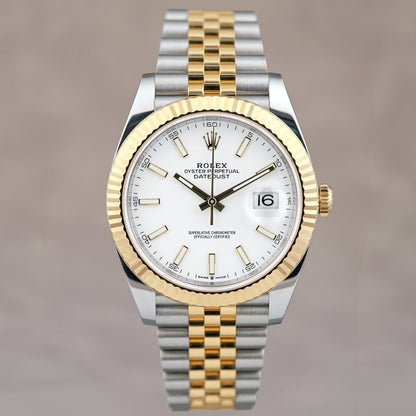 Rolex Datejust 41 Two Tone Yellow Gold White Dial 126333 2024