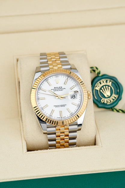 Rolex Datejust 41 Two Tone Yellow Gold White Dial 126333 2024