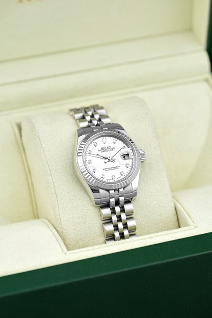 Rolex Datejust 26 Silver Dial With Diamonds 179174 2014