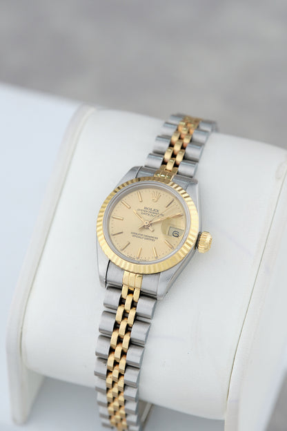 Rolex Lady Datejust 26 Two Tone Yellow Gold Champagne Dial 69173 1985