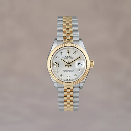 Rolex Lady Datejust 28 Two Tone Yellow Gold Silver Dial With Star Diamonds IX 279173 2021