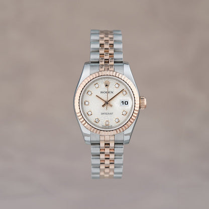 Rolex Datejust 26 Two Tone Everose White Anniversary Dial With Diamonds 179171 2013