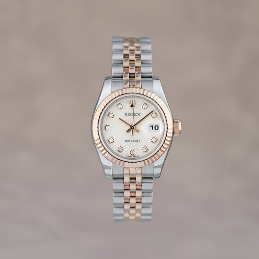 Rolex Datejust 26 Two Tone Everose White Anniversary Dial With Diamonds 179171 2013