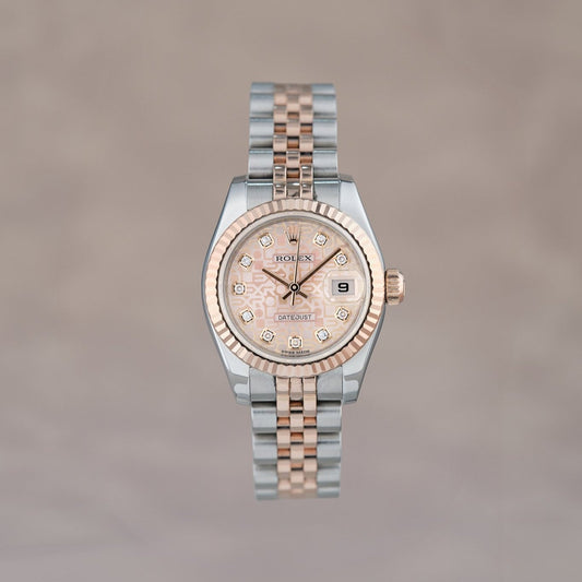 Rolex Datejust 26 Two Tone Rose Gold Salmon Anniv. w/ Diamonds 26mm 2015