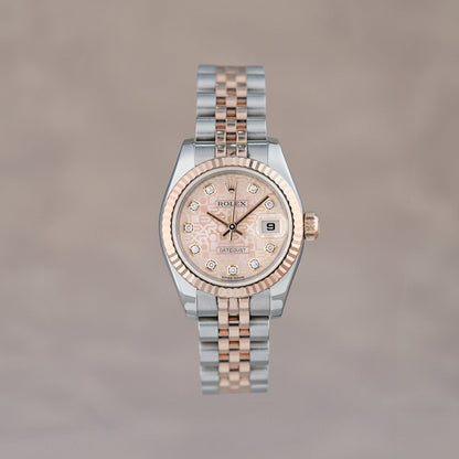 Rolex Datejust 26 Two Tone Rose Gold Salmon Anniv. w/ Diamonds 26mm 2014