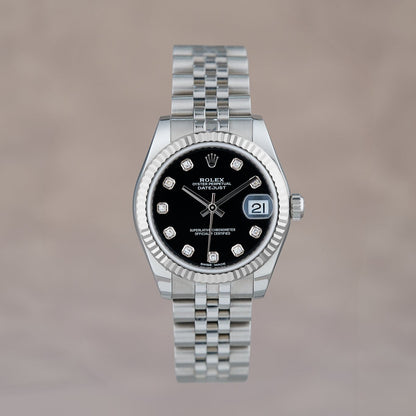 Rolex Datejust 31 Black Dial With Diamonds 178274 2012