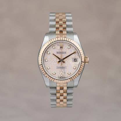 Rolex Datejust 31 Two Tone Rose Gold Salmon Anniversary Dial With Diamonds 178271 2017