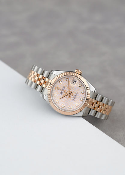 Rolex Datejust 31 Two Tone Rose Gold Salmon Anniversary Dial With Diamonds 178271 2017