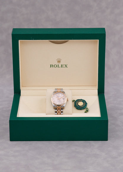 Rolex Datejust 31 Two Tone Rose Gold Salmon Anniversary Dial With Diamonds 178271 2017
