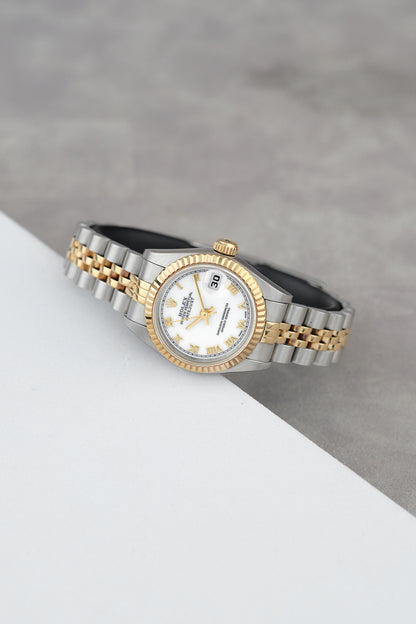 Rolex Datejust 26 Two Tone Yellow Gold White Roman Dial 79173 2000