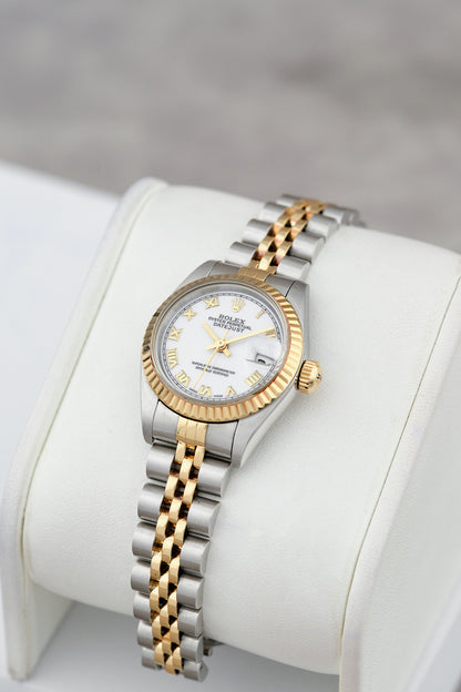 Rolex Datejust 26 Two Tone Yellow Gold White Roman Dial 79173 2000
