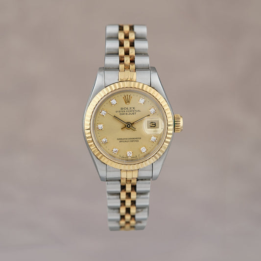 Rolex Datejust 26 Two Tone Yellow Gold Champagne w/ Diamonds 26mm 179173 2015