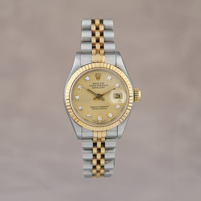 Rolex Datejust 26 Two Tone Yellow Gold Champagne Dial With Diamonds