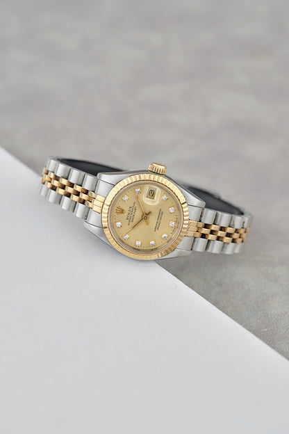 Rolex Datejust 26 Two Tone Yellow Gold Champagne Dial With Diamonds