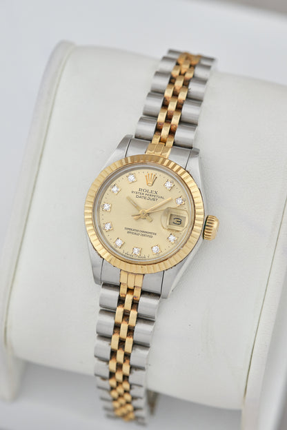 Rolex Datejust 26 Two Tone Yellow Gold Champagne Dial With Diamonds