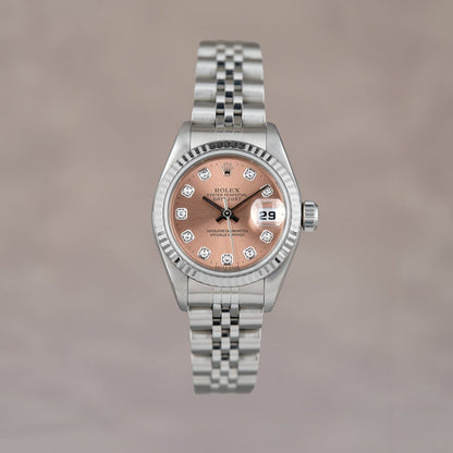 Rolex Oyster Perpetual Date 26 Salmon Dial With Diamonds 6917 1973