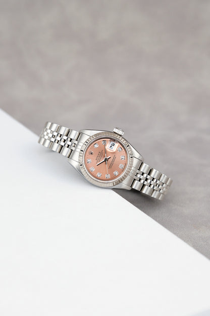 Rolex Oyster Perpetual Date 26 Salmon Dial With Diamonds 6917 1973