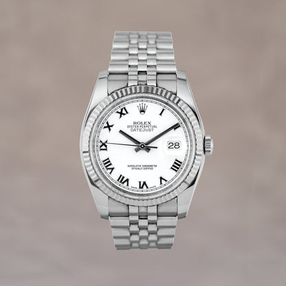 Rolex Datejust 36 White Roman Dial 116234 2014