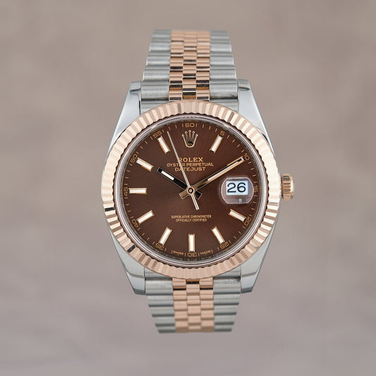 Rolex Datejust 41 Two Tone Rose Gold Choco Stick Dial 41mm 126331 2016